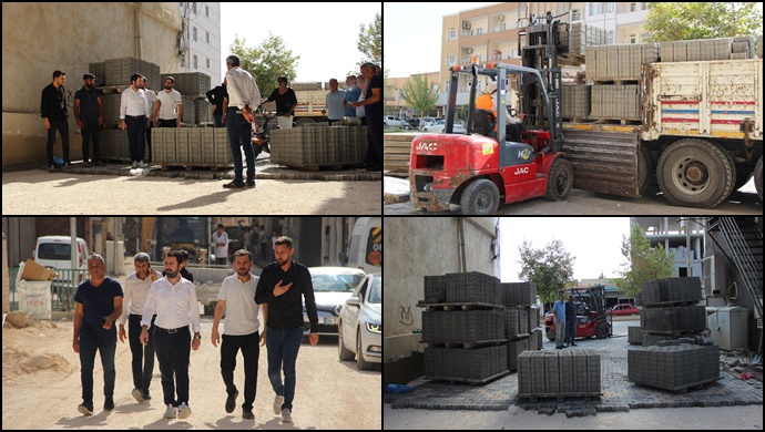 15 Temmuz Mahallesinde 3 sokakta parke taşı serimi başladı