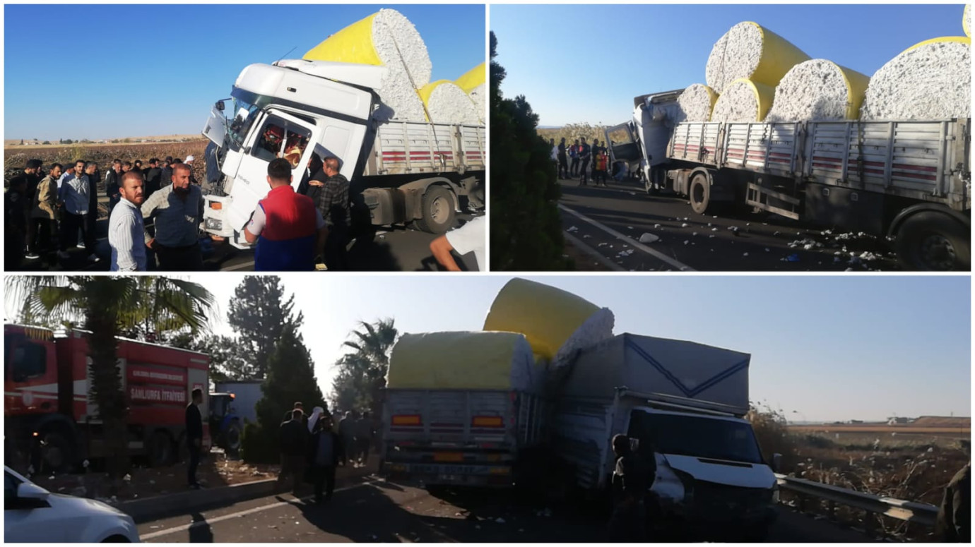 Şanlıurfa'da Trafik Kazası: Pamuk Yüklü Kamyon ile Pikap Çarpıştı