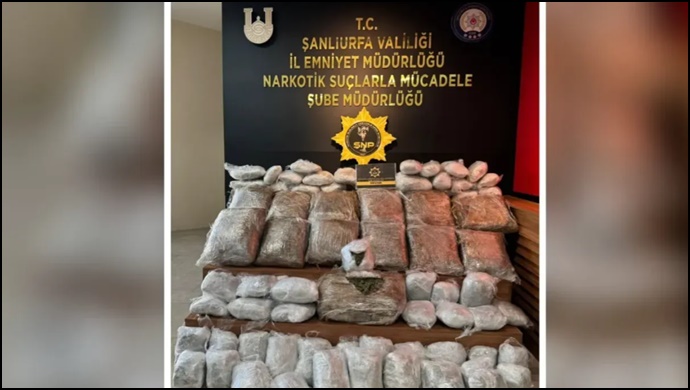 Şanlıurfa'da 76 kilo 550 gram skunk ele geçirildi