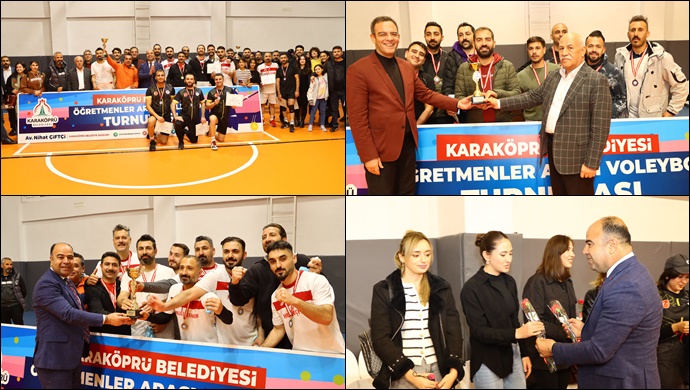 Karaköprü 'de öğretmenler arası voleybol turnuvası tamamlandı-(VİDEO)