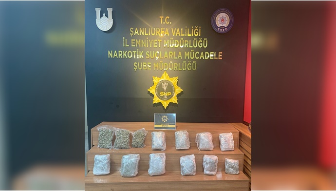 Şanlıurfa'da 11 kilo 750 gram uyuşturucu ele geçirildi