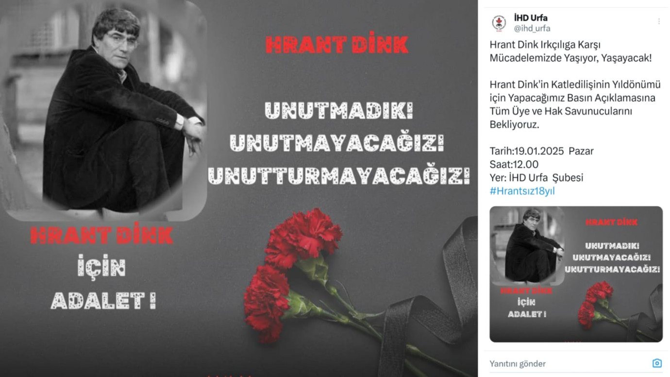 HRANT DİNK IRKÇILIĞA KARŞI MÜCADELEMİZDE YAŞIYOR, YAŞAYACAK!