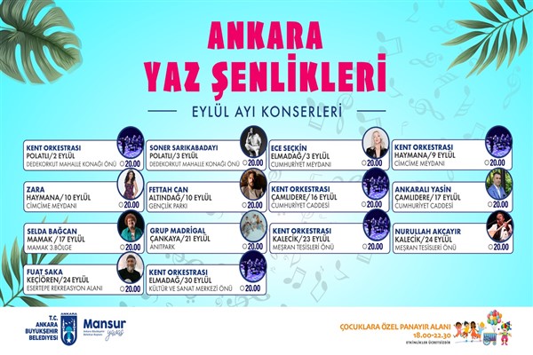 “Ankara Yaz Şenlikleri ve Konserleri” eylülde de sürüyor