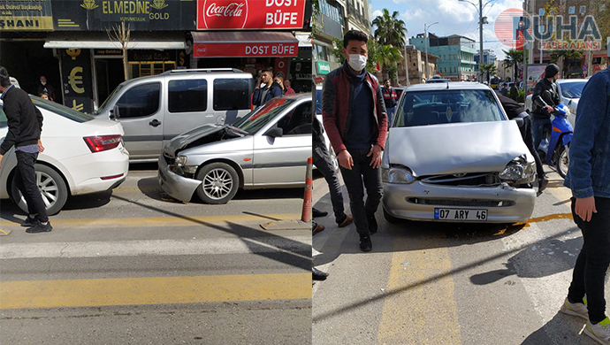 Atatürk Bulvarı'nda iki araç çarpıştı! Araçlarda maddi hasar var