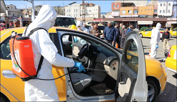 Büyükşehir’den Taksilere Dezenfekte-(VİDEO)