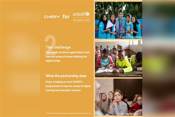 Chery UNICEF ile olan iş birliğinde yeni Bbir sayfa açıyor