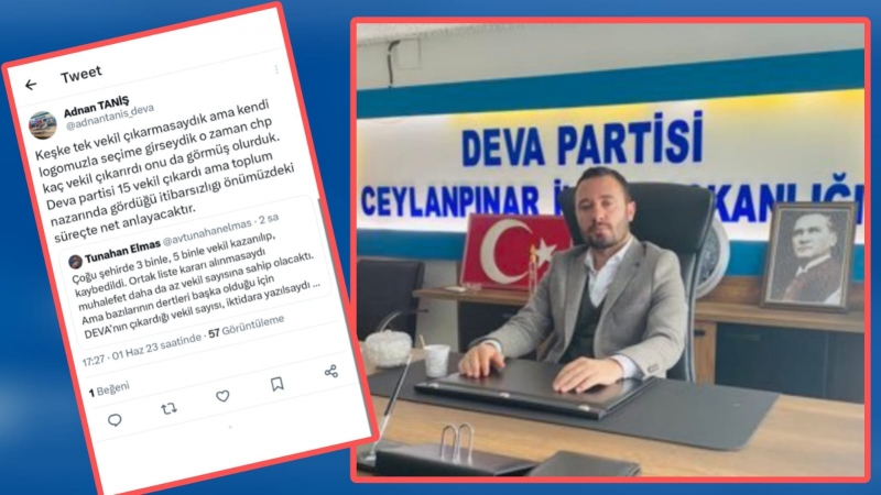 Deva Partili Taniş 'tan öz eleştiri: 