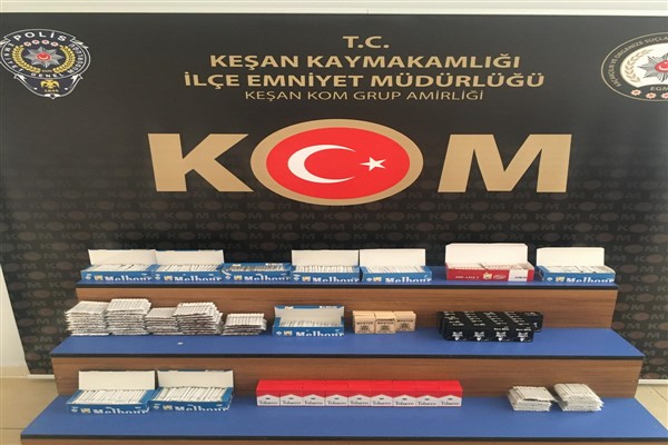 Edirne’de  kaçak makaron ele geçirildi