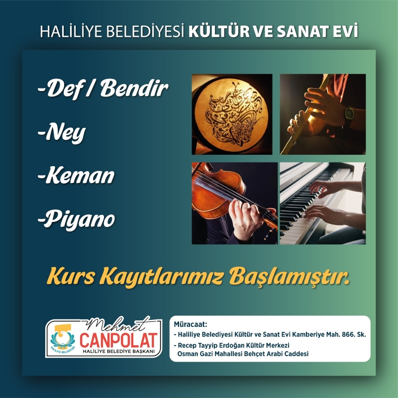 Haliliye’de kültür ve sanat kursları başlıyor