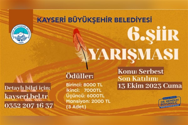 Kayseri’de 6’ncı Şiir Yarışması düzenlenecek  