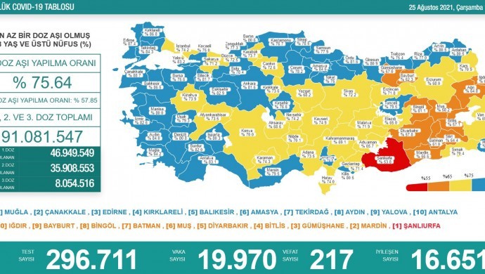 Koronadan 217 kişi daha hayatını kaybetti