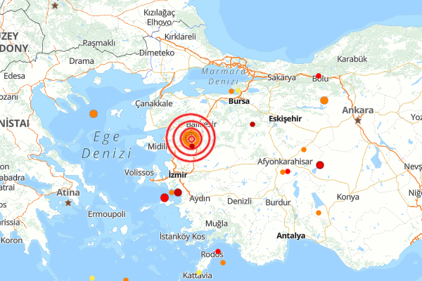 Manisa'da 5.0 büyüklüğünde deprem