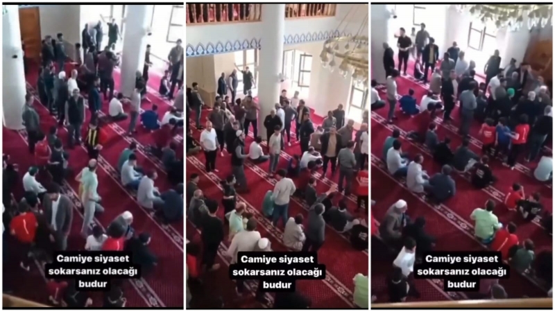 Şanlıurfa’da bir imam camiye siyaset sokunca, cemaat imamın üzerine yürüdü-(VİDEO)