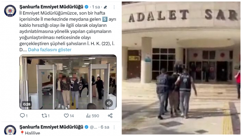 Şanlıurfa'da kablo hırsızlığı iddiasıyla 4 şüpheli tutuklandı