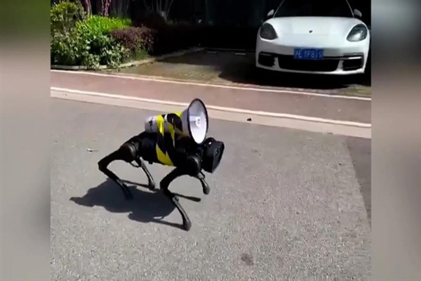 Shanghai sokaklarında robot köpekler, Kovid-19 ile mücadele ediyor