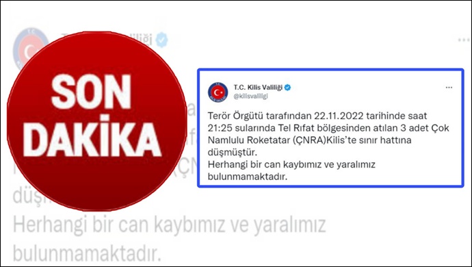 Son dakika!  Kilis'te sınır bölgesine 3 roket daha atıldı