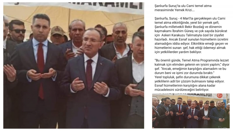 Suruç'ta TBMM Başkan Vekili Bozdağ ve Protokolün yemek ücreti ödenmediği iddia edildi