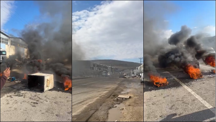 Urfa'da esnaf DEDAŞ 'a isyan etti: Yol kapattı ateş yaktı 