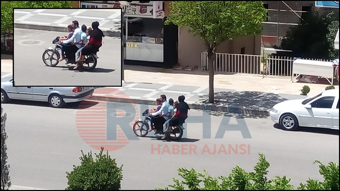 Urfa'da Motosiklet üzerinde tehlikeli yolculuk