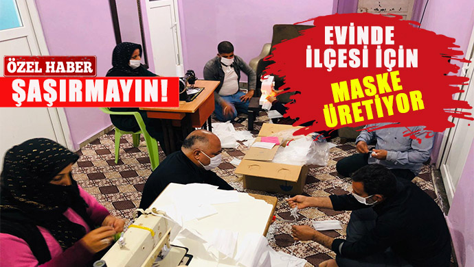 Urfalı başkan ailesiyle vatandaşları için maske üretiyor