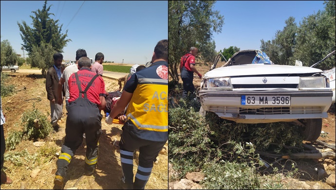 Viranşehir'de otomobil şarampole devrildi: 1 yaralı